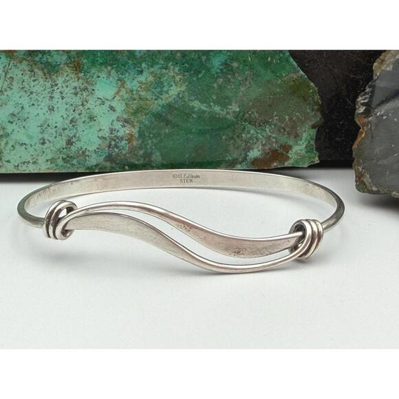 Vintage Ed Levin Signature Stretchy Wave Sterling Silver Bracelet Bangle